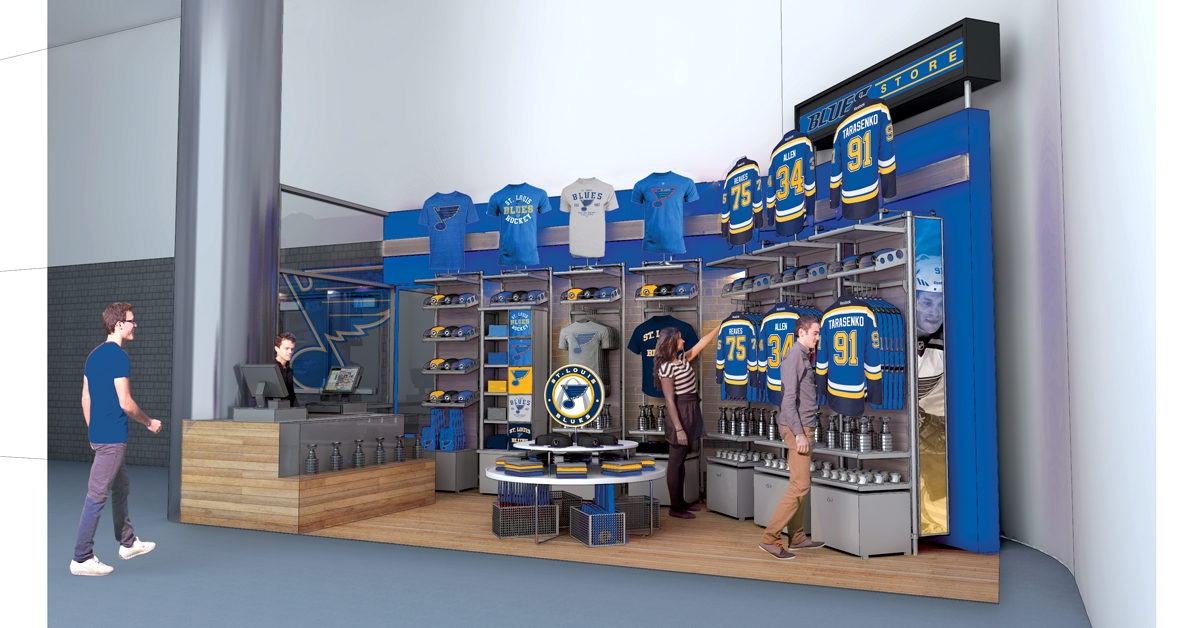 St. Louis Blues portable retail store concept for the Enterprise Center