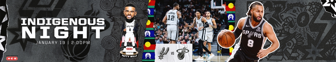Stylescape designed by Justin Morin and Creative Director Justin Winget for the first-ever San Antonio Spurs Indigenous Night at the AT&T Center featuring Patty Mills and Tap Pilam, San Antonio Spurs 2019/20 creative, Brand Engagement, Spurs Sports and Entertainment, San Antonio Spurs, Spurs Creative Director, Pistons Creative Director, Justin Winget, Brandon Gayle, Becky Kimbro, R.C. Buford, Lori Warren, Innovation, Spurs, Design