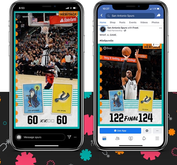 San Antonio Spurs social media graphics featuring guard DeJounte Murray and Forward LaMarcus Aldridge for the 2019 Spurs Hispanic Heritage Night