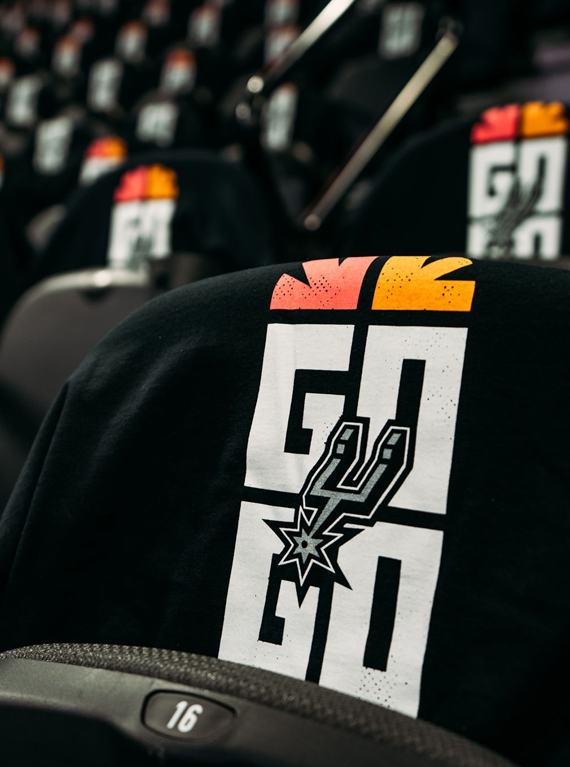 San Antonio Spurs 2018/19 Playoff giveaway t-shirts by Creative Director Justin Winget and Designer Owen Lindsey