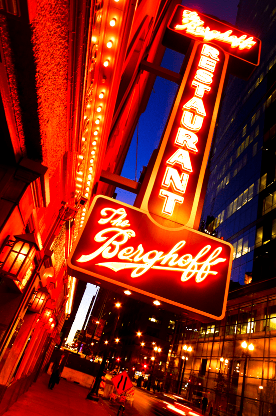 Berghoff restaurant sign in Chicago, Illinois landscape photography by Justin Winget
