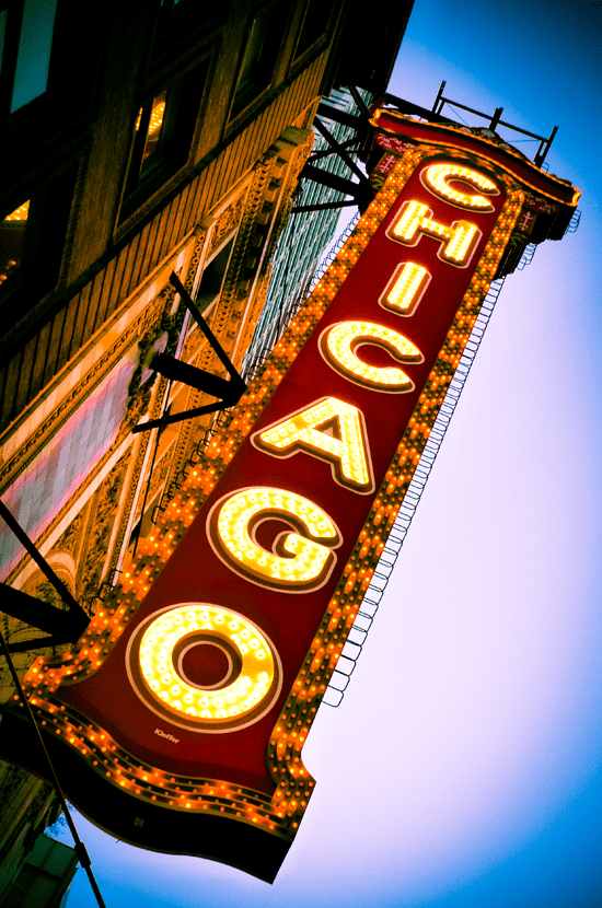 Chicago theatre marquee sign in Chicago, Illinois - photographed by Justin Winget