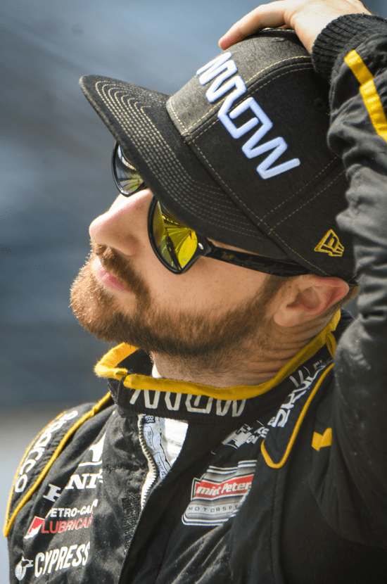 photo of IndyCar driver James Hinchcliffe at Indianapolis Motor Speedway by Justin Winget