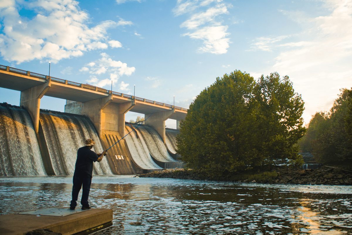 Fisherman at the Dam in Dublin, Ohio - photographed by Justin Winget