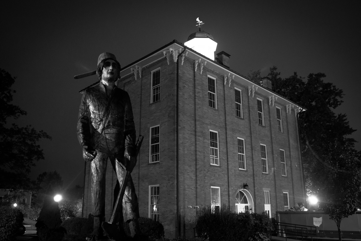 Johnny Appleseed statue at dusk in Sunbury, Ohio - photographed by Justin Winget