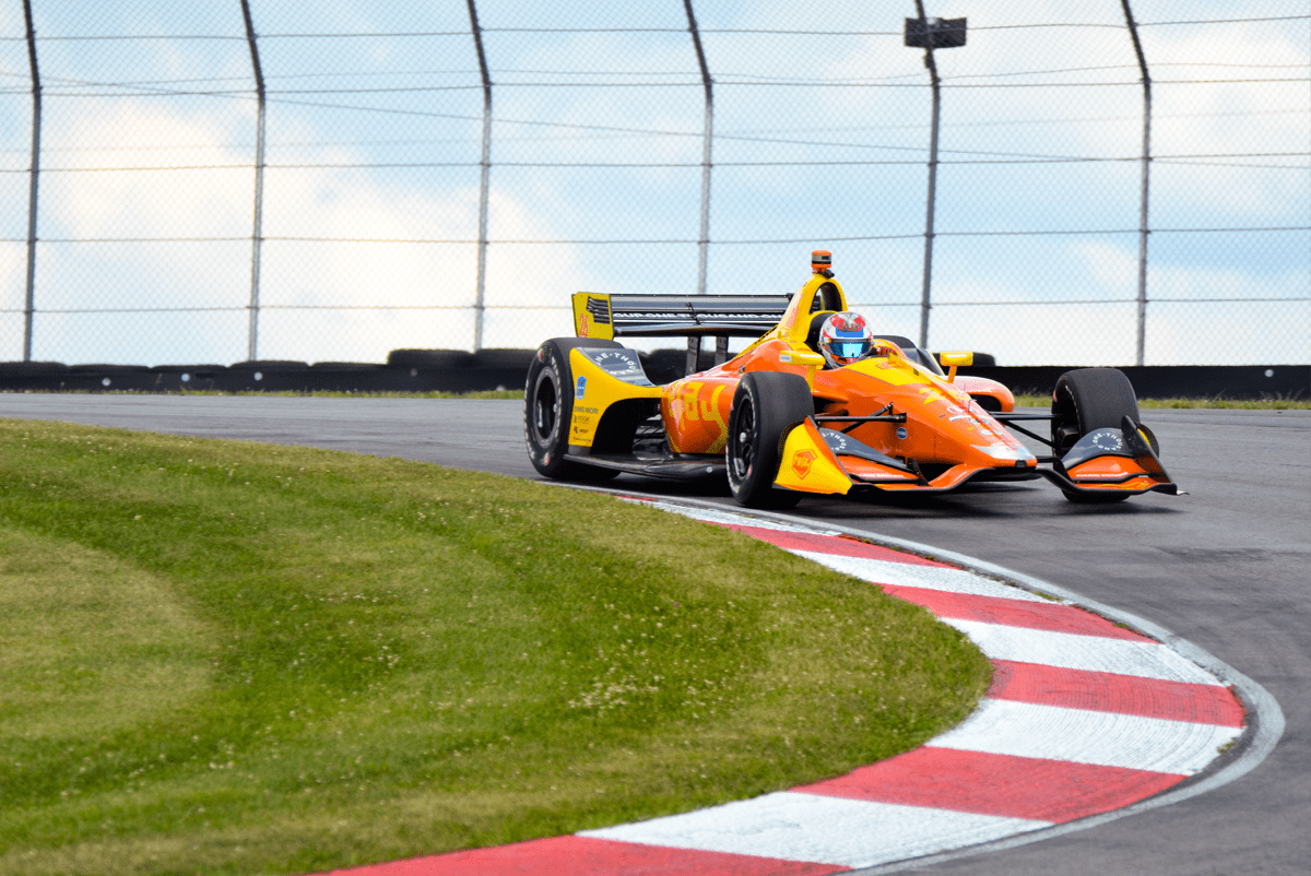 photo of IndyCar driver Zach Veach at the Mid-Ohio Sports Car Course by Justin Winget