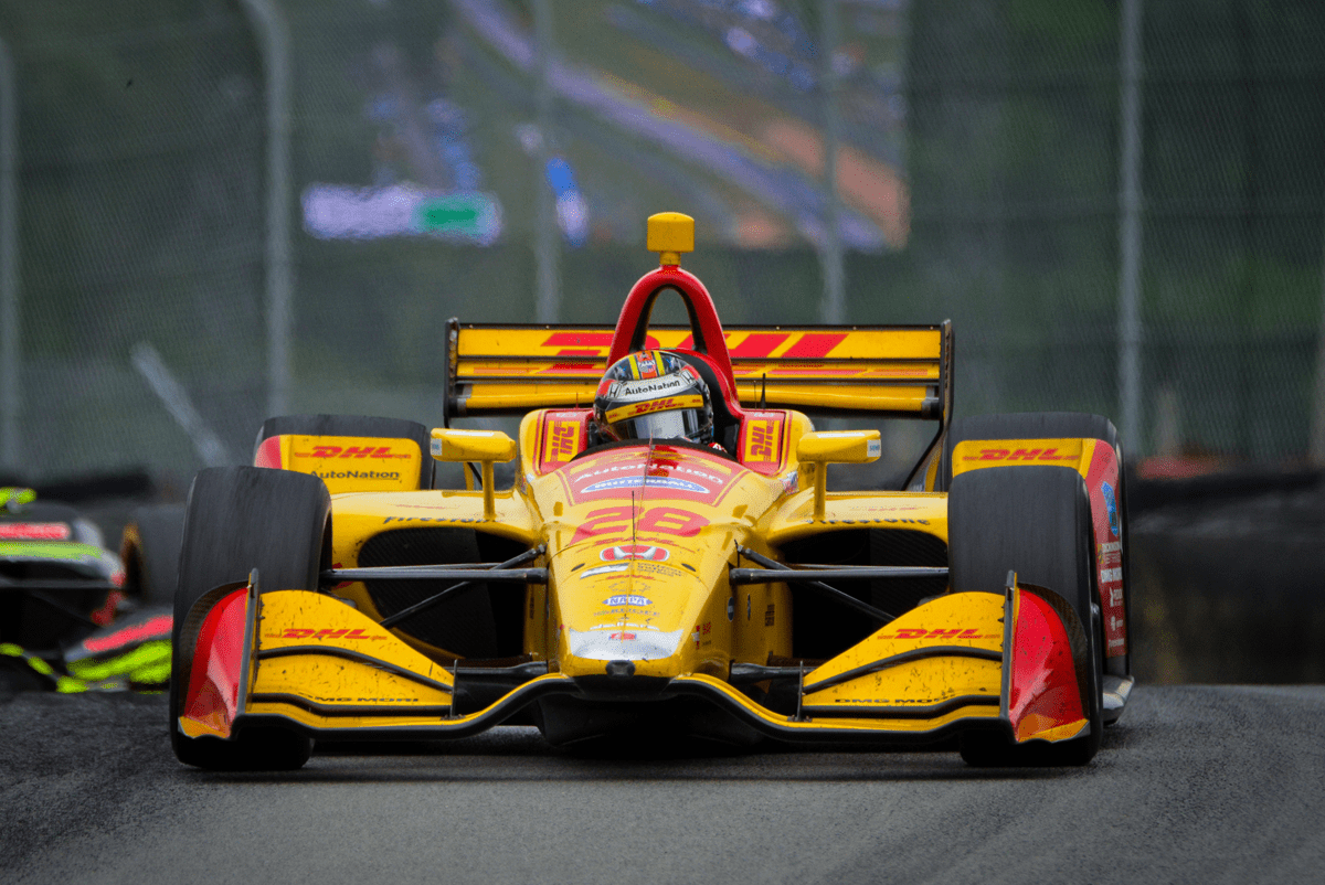 photo of IndyCar driver Ryan Hunter-Reay at the Mid-Ohio Sports Car Course by Justin Winget