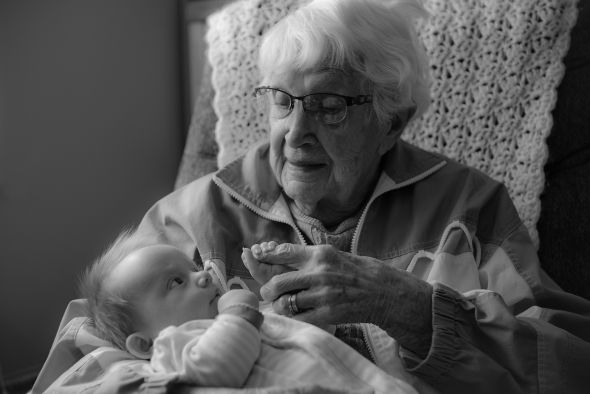 Marge Bristow with her Great granddaughter, Caitlyn Winget in Toledo, Ohio - photographed by Justin Winget
