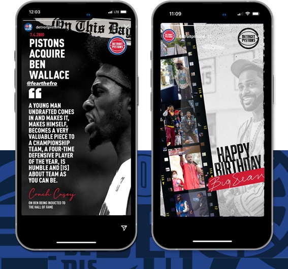 Detroit Pistons social posts featuring NBA Hall of Fame Ben Wallace and Creative Director of Innovation Big Sean