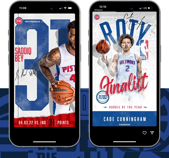 Detroit Pistons social posts featuring NBA Rookie of the Year Candidate Cade Cunningham and Saddiq Bet