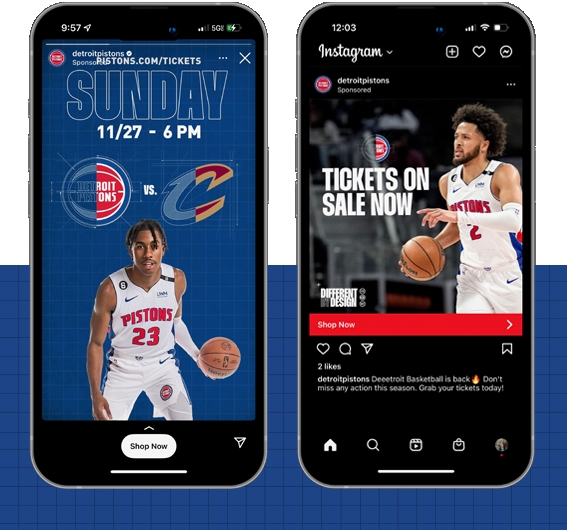 NBA's Detroit Pistons 2022-2023 season campaign paid social media ads Creative Director Justin Winget featuring JADEN IVEY and CADE CUNNINGHAM