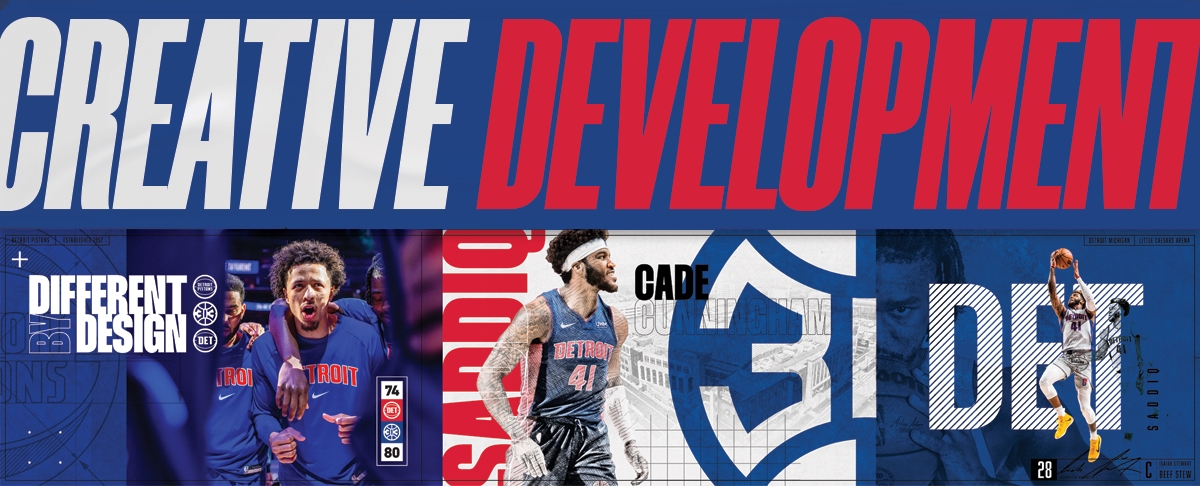 NBA's Detroit Pistons 22-23 Season Campaign style scape developed by Creative Director Justin Winget featuring Cade Cunningham and Saddiq Bey 