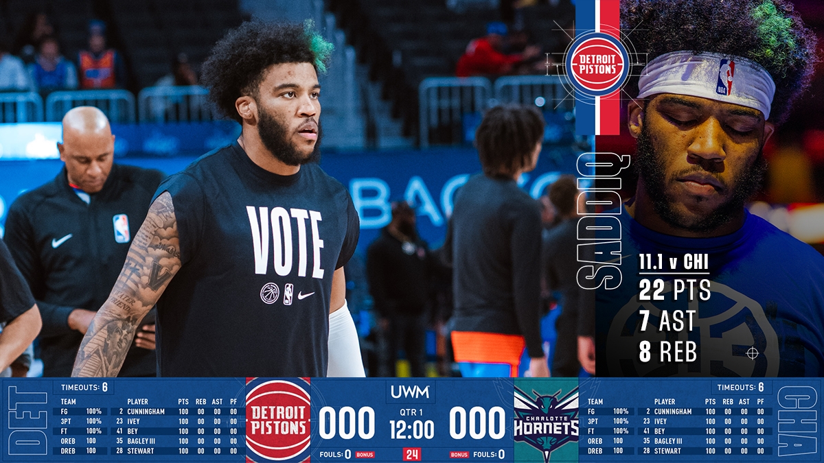 NBA's Detroit Pistons 22-23 scorer and player sidebar featuring forward Saddiq Bey design by Brandon Morris and Creative Director Justin Winget