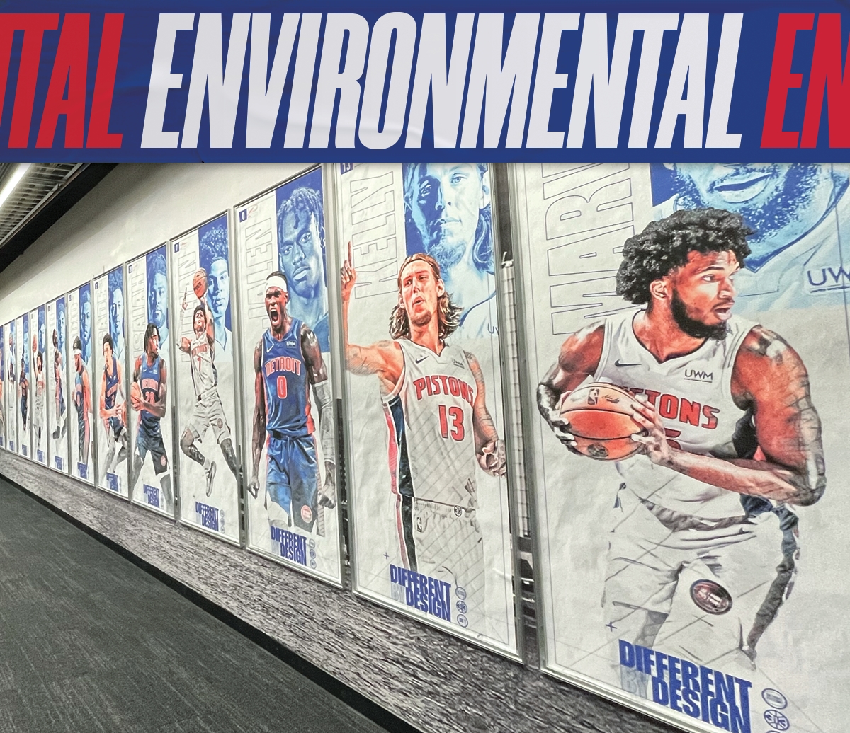 NBA's Detroit Pistons 20222-23 season campaign environmental graphics by Creative Director Justin Winget