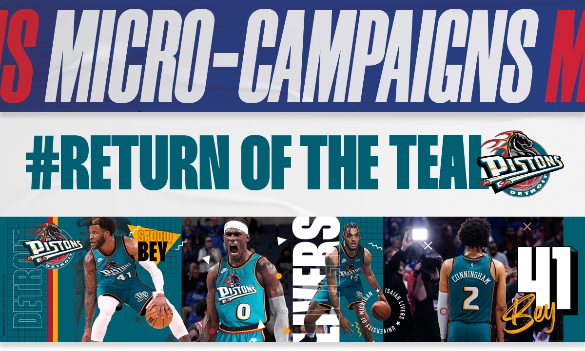 NBA's Detroit Pistons 22-23 Season Campaign return of the teal by Creative Director Justin Winget 